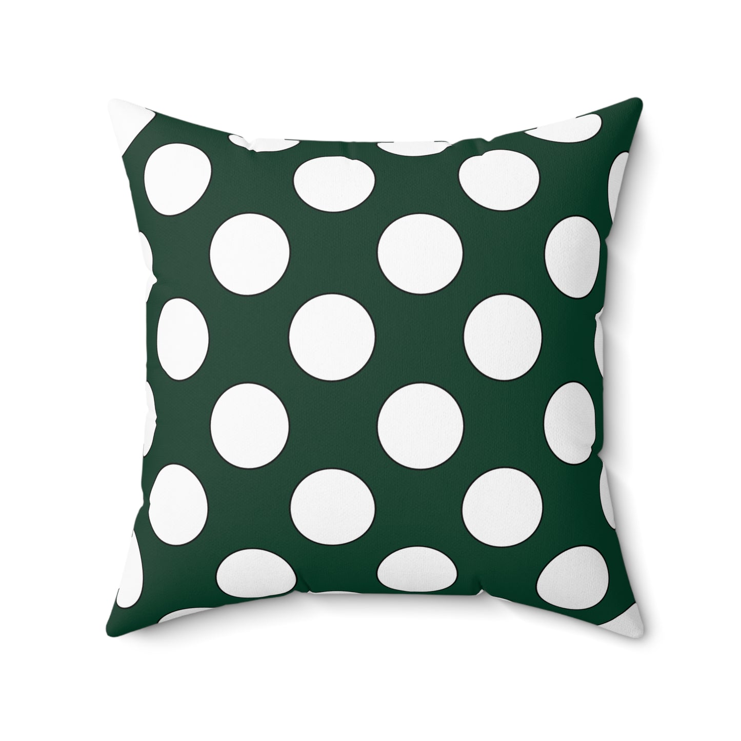 Dark Green, White Retro Polka Dots Cushion Pillow