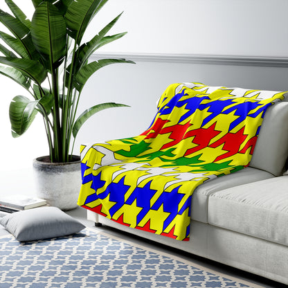 Central African Republic Retro Houndstooth Blanket Throw