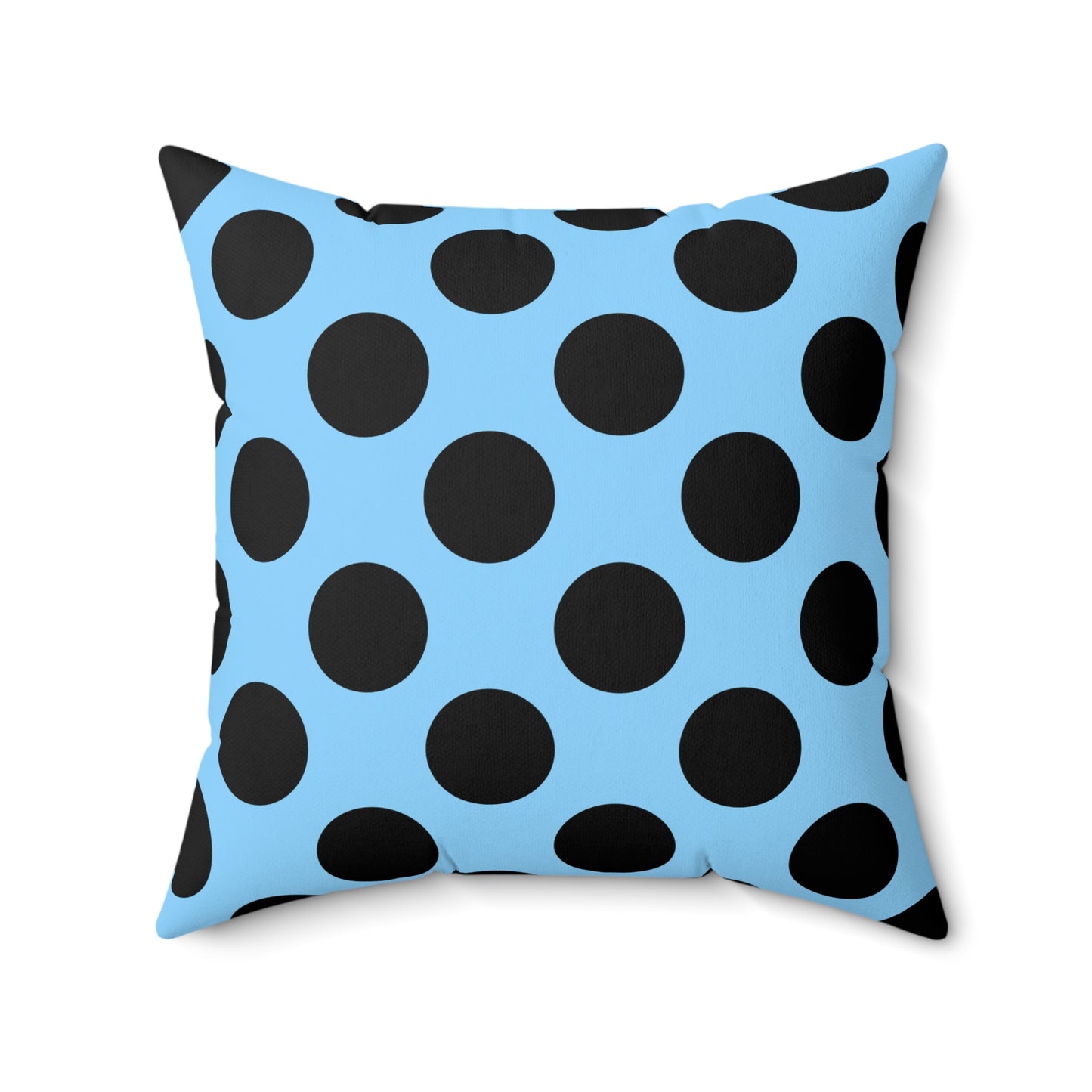 Light Blue, Black Retro Polka Dots Cushion Pillow