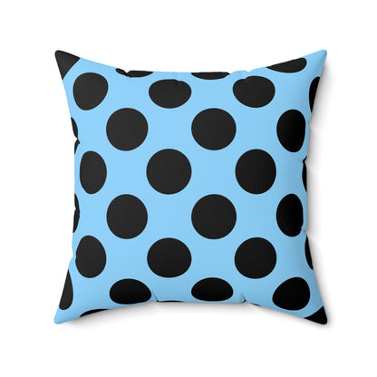 Light Blue, Black Retro Polka Dots Cushion Pillow