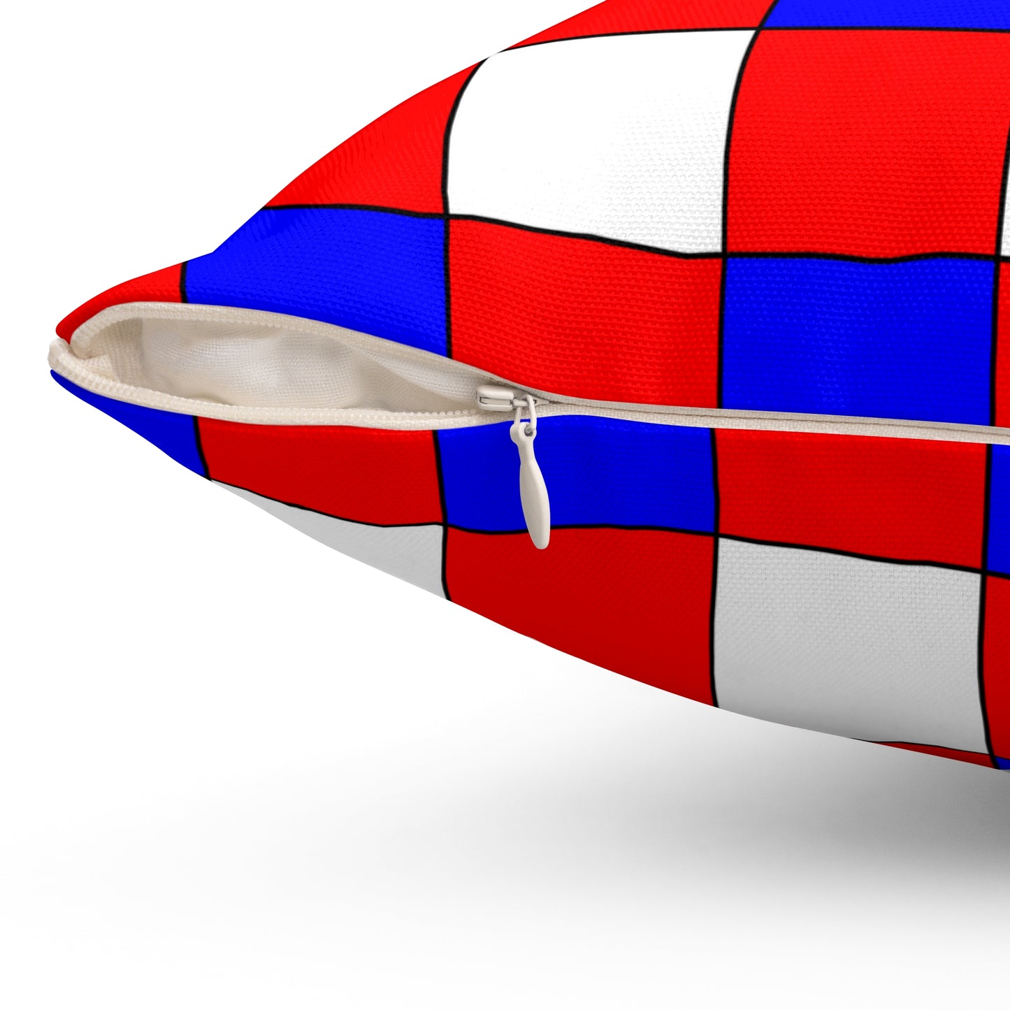 Red, White, Blue Retro Check Cushion Pillow