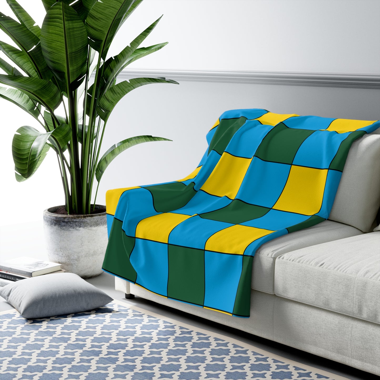 Rwanda Retro Check Blanket Throw