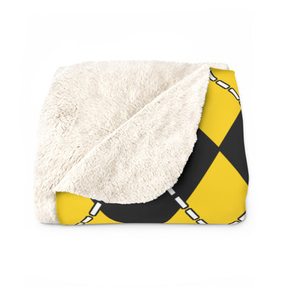 Gold, Black Retro Argyle Blanket Throw