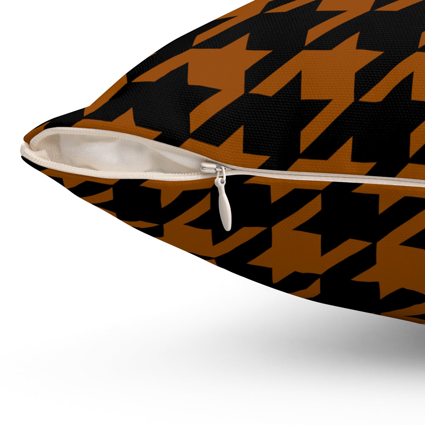 Brown, Black Retro Houndstooth Cushion Pillow