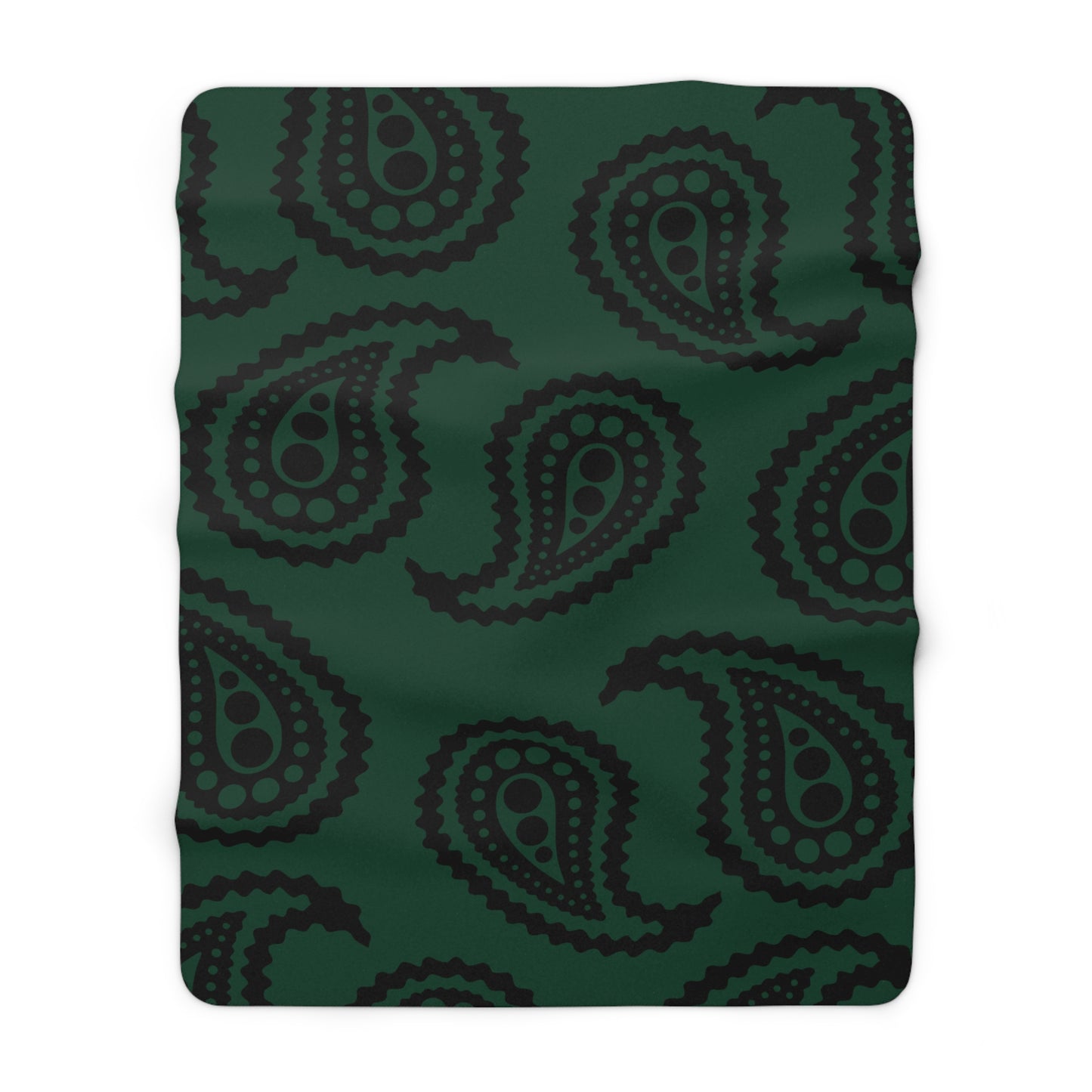 Dark Green, Black Retro Paisley Blanket Throw