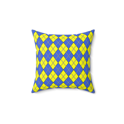 Royal Blue, Yellow Retro Argyle Cushion Pillow
