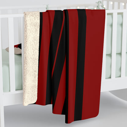 Dark Red, Black Retro Stripes Blanket Throw