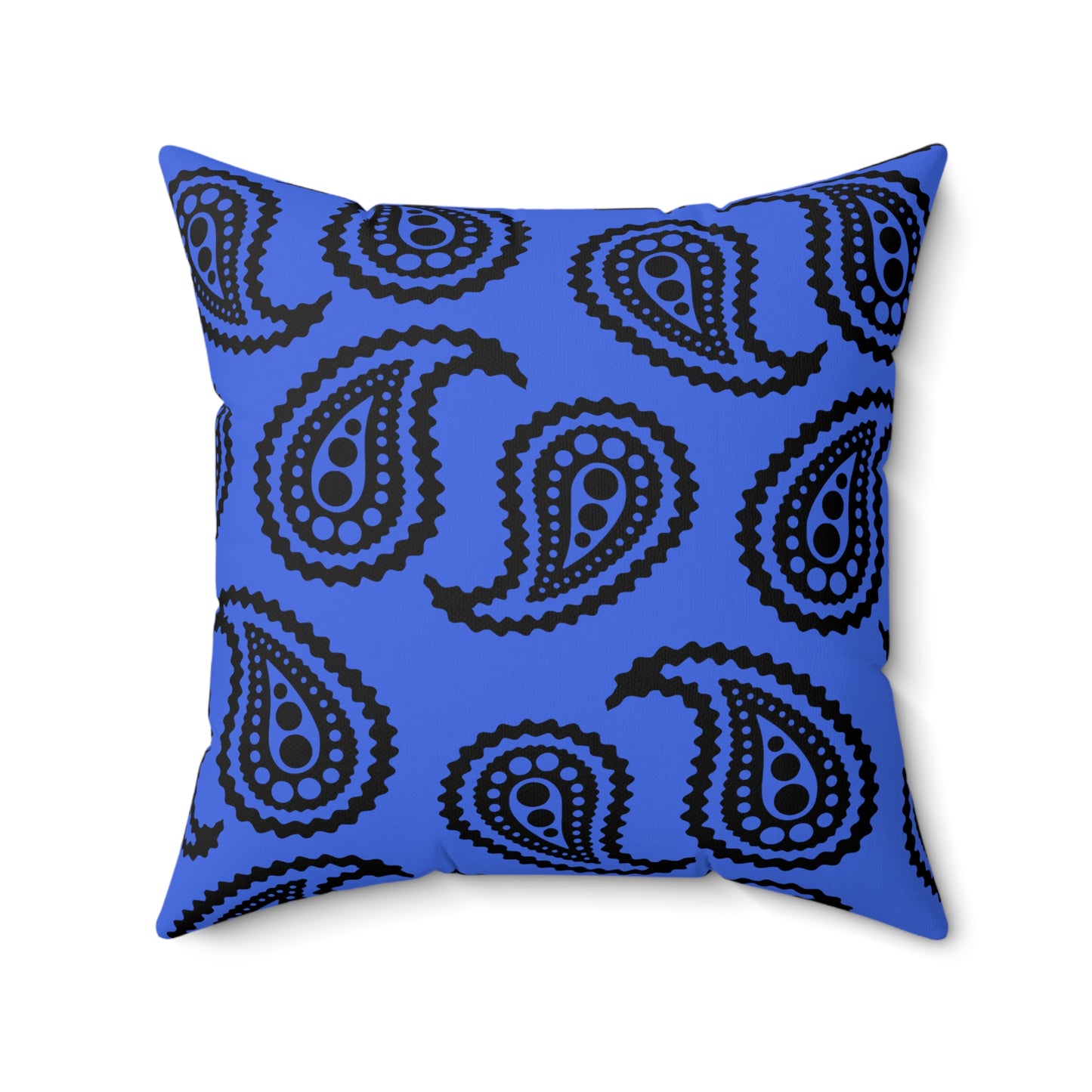 Royal Blue, Black Retro Paisley Cushion Pillow