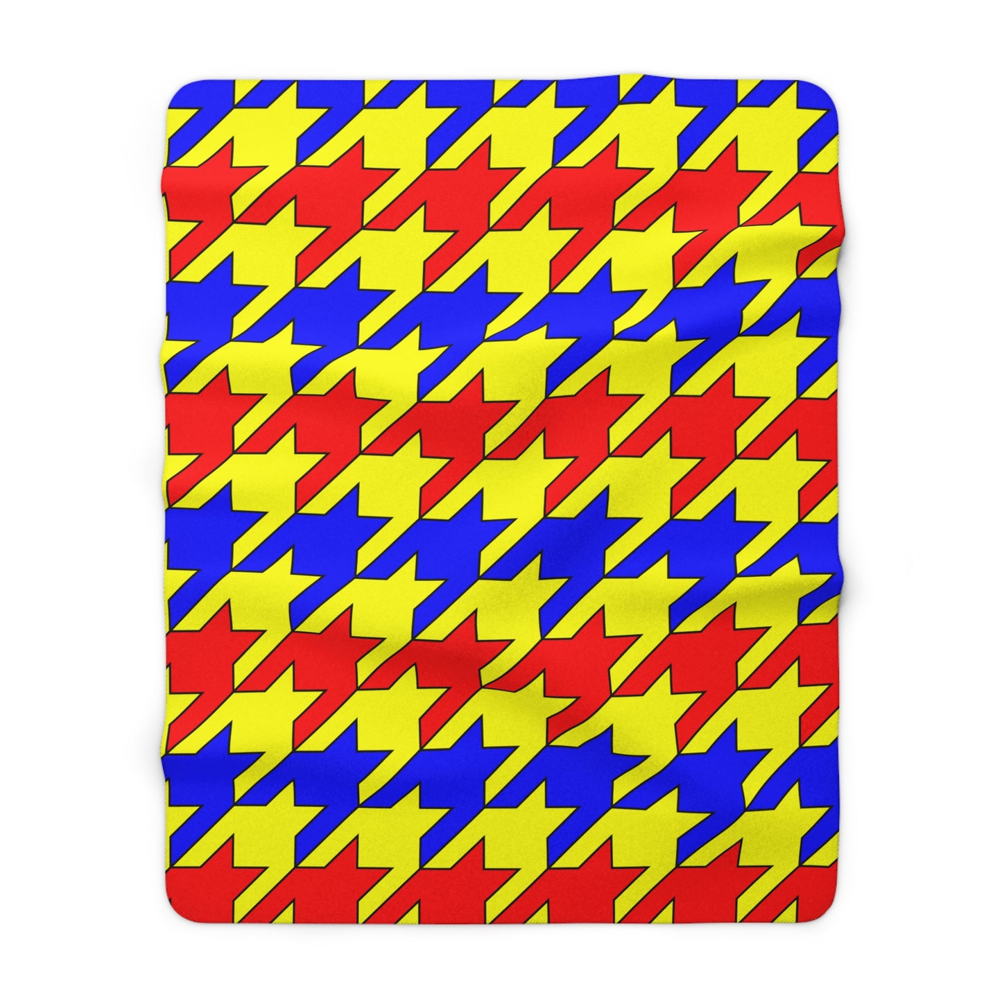 Yellow, Blue, Red Retro Houndstooth Blanket Throw