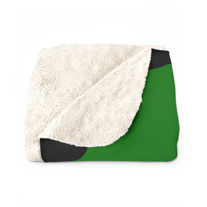 Green, Black Retro Polka Dots Blanket Throw