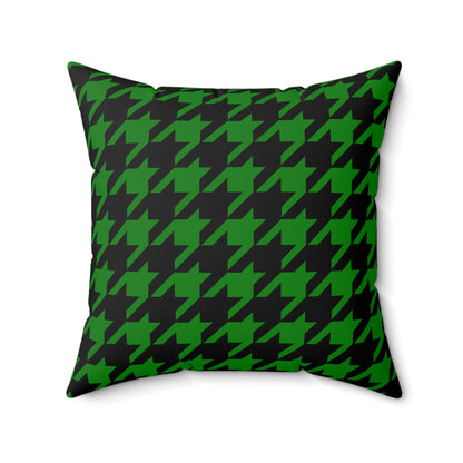 Green, Black Retro Houndstooth Cushion Pillow