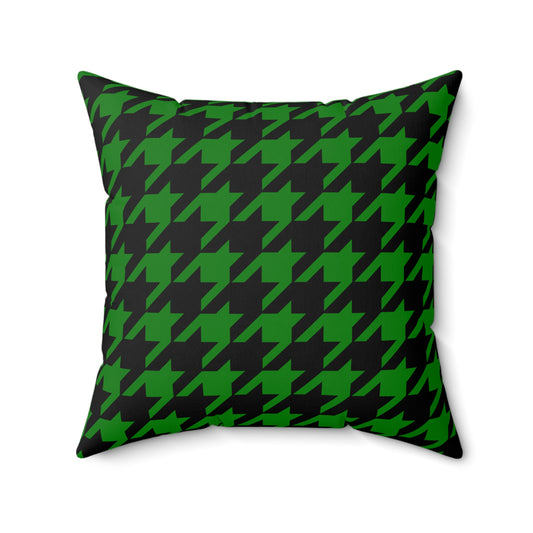 Green, Black Retro Houndstooth Cushion Pillow