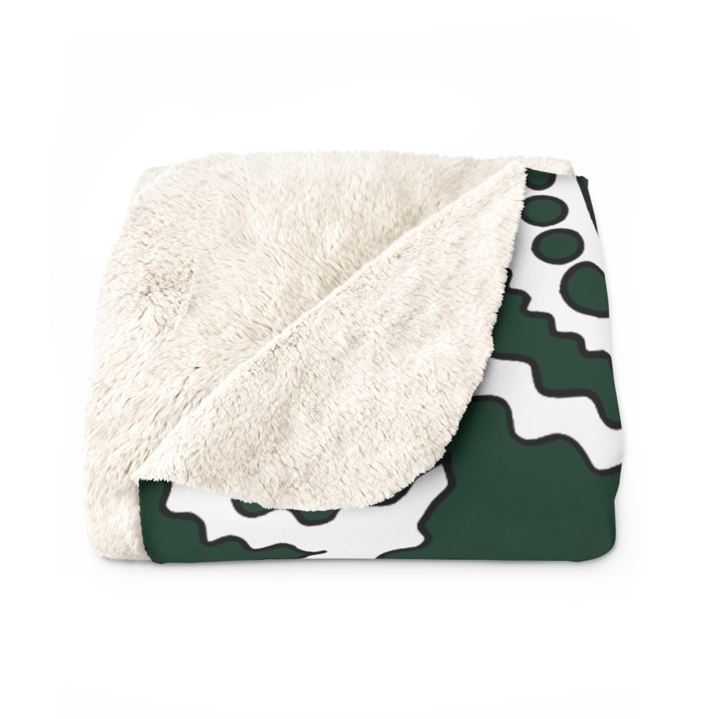 Dark Green, White Retro Paisley Blanket Throw