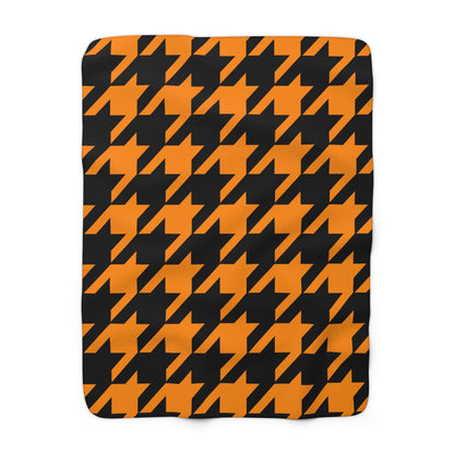 Dark Orange, Black Retro Houndstooth Blanket Throw