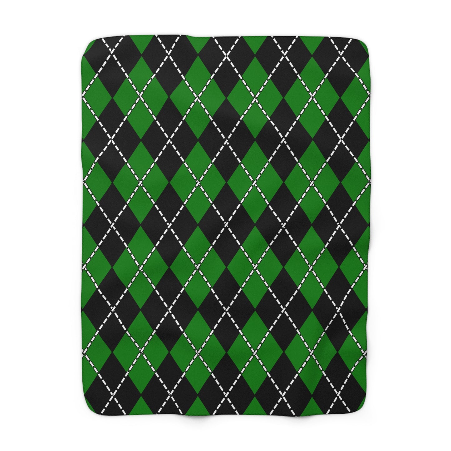 Green, Black Retro Argyle Blanket Throw