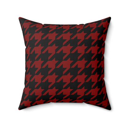 Maroon, Black Retro Houndstooth Cushion Pillow