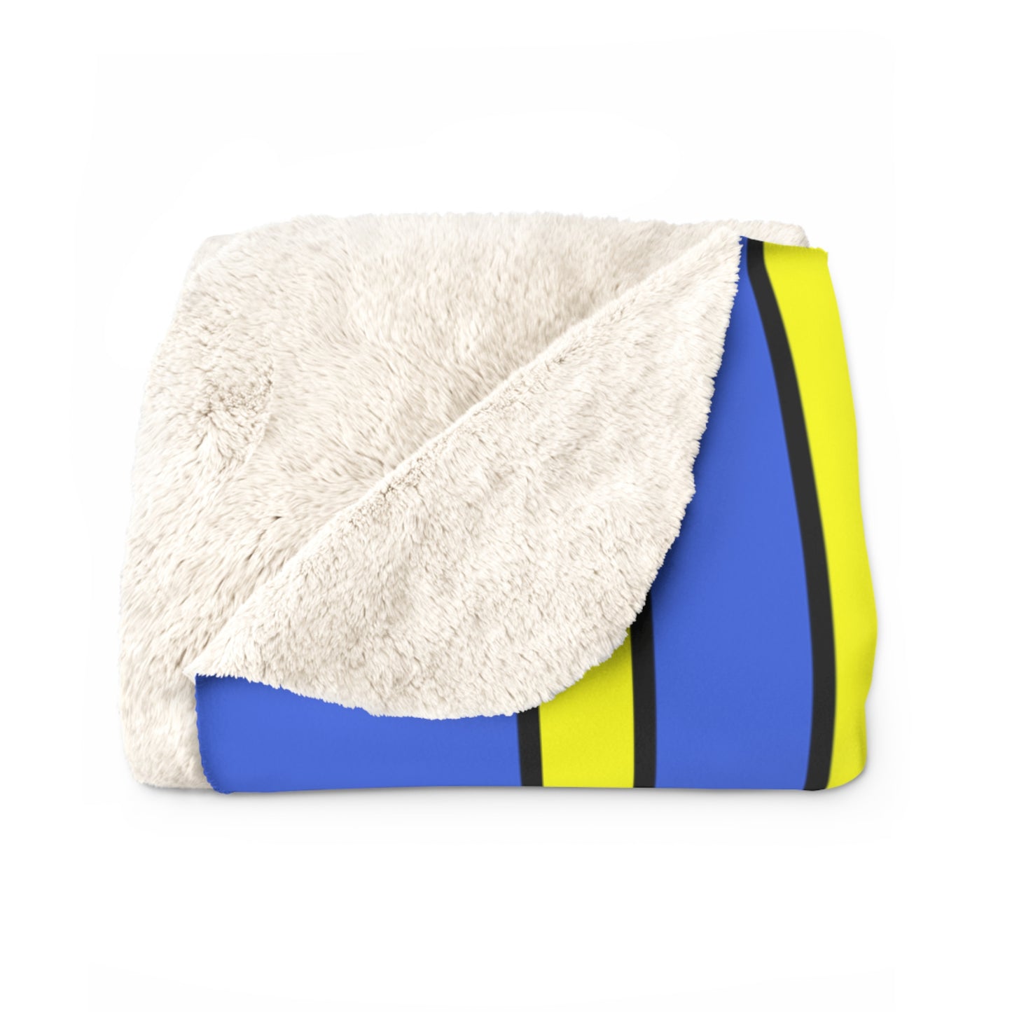 Royal Blue, Yellow Retro Stripes Blanket Throw