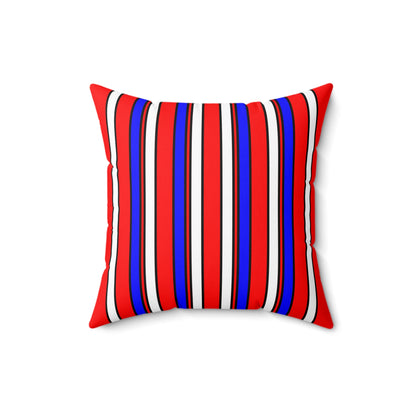 Red, White, Blue Retro Stripes Cushion Pillow