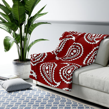 Dark Red, White Retro Paisley Blanket Throw