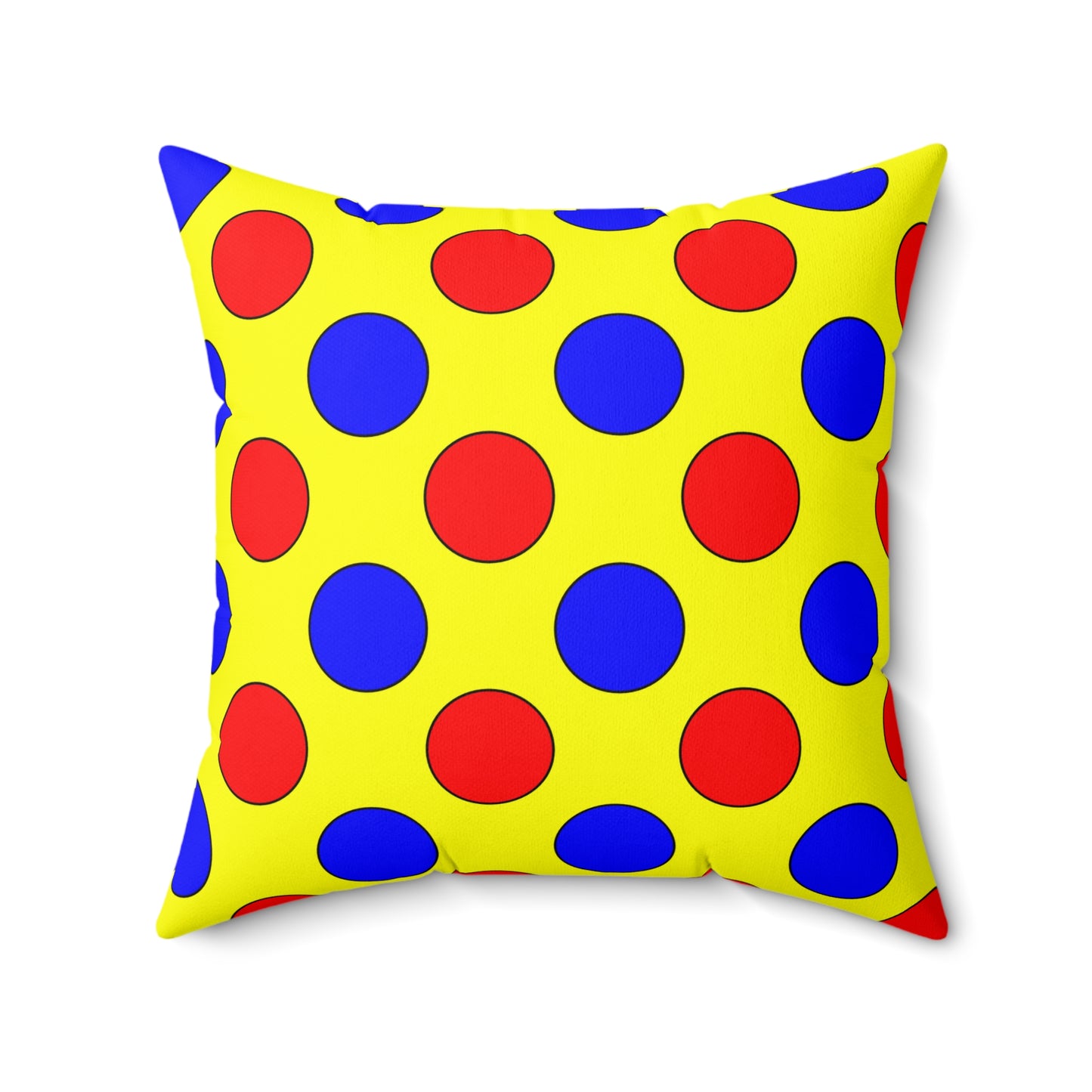 Yellow, Blue, Red Retro Polka Dots Cushion Pillow