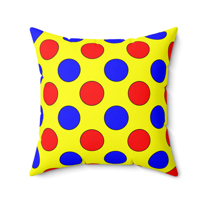 Yellow, Blue, Red Retro Polka Dots Cushion Pillow