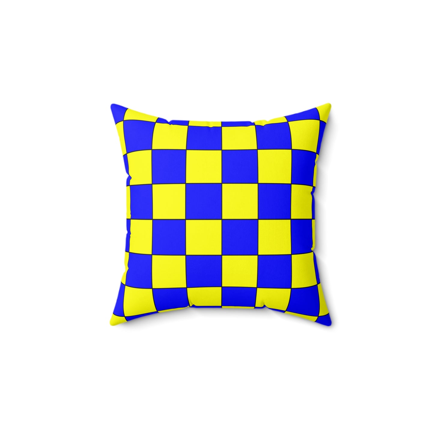 Yellow, Blue Retro Check Cushion Pillow