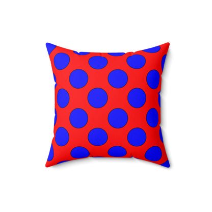 Red, Blue Retro Polka Dots Cushion Pillow