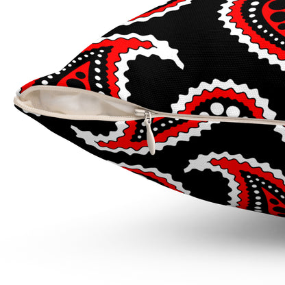 Black, White, Red Retro Paisley Cushion Pillow