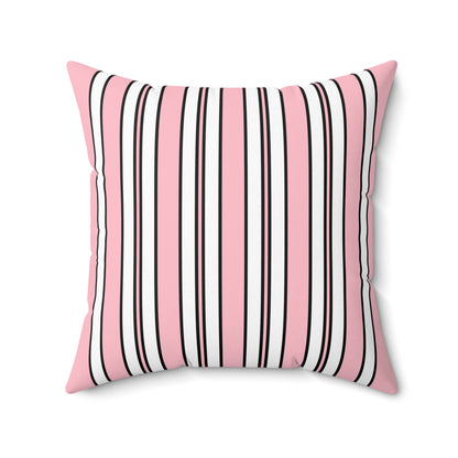 Pink, White Retro Stripes Cushion Pillow