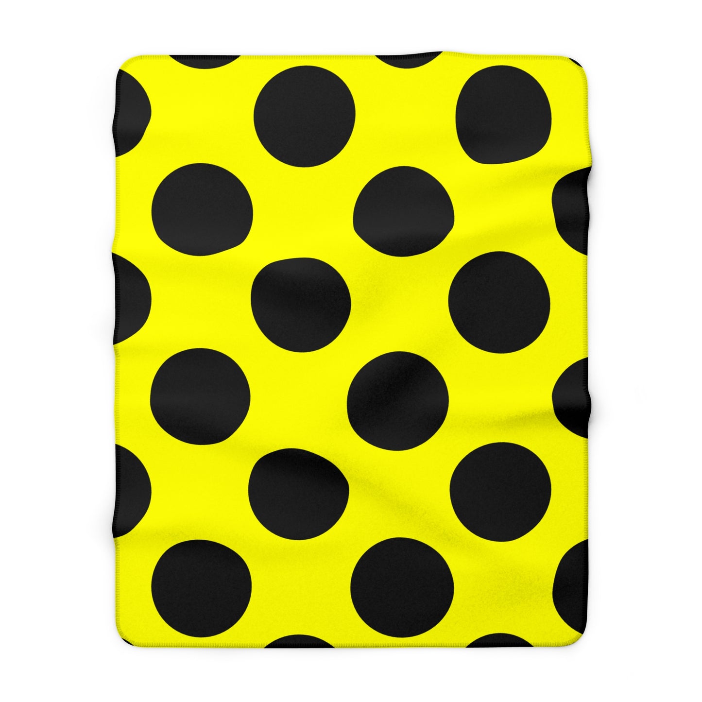 Yellow, Black Retro Polka Dots Blanket Throw