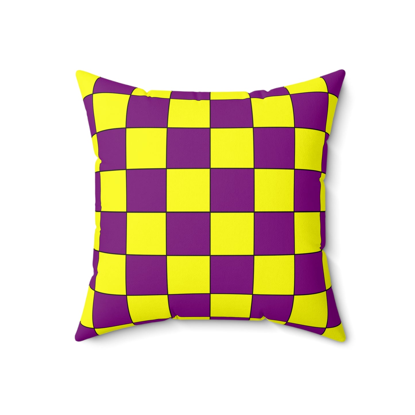Purple, Yellow Retro Check Cushion Pillow