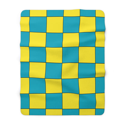Kazakhstan Retro Check Blanket Throw
