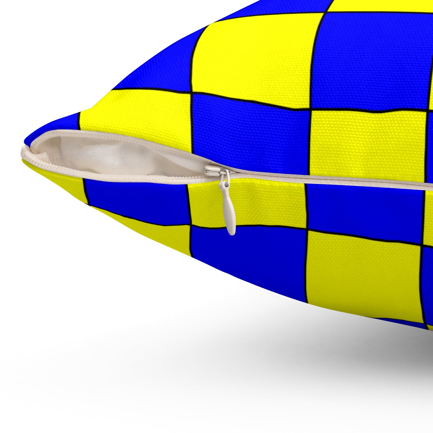Blue, Yellow Retro Check Cushion Pillow