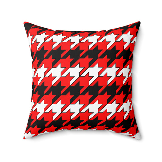 Red, Black, White Retro Houndstooth Cushion Pillow