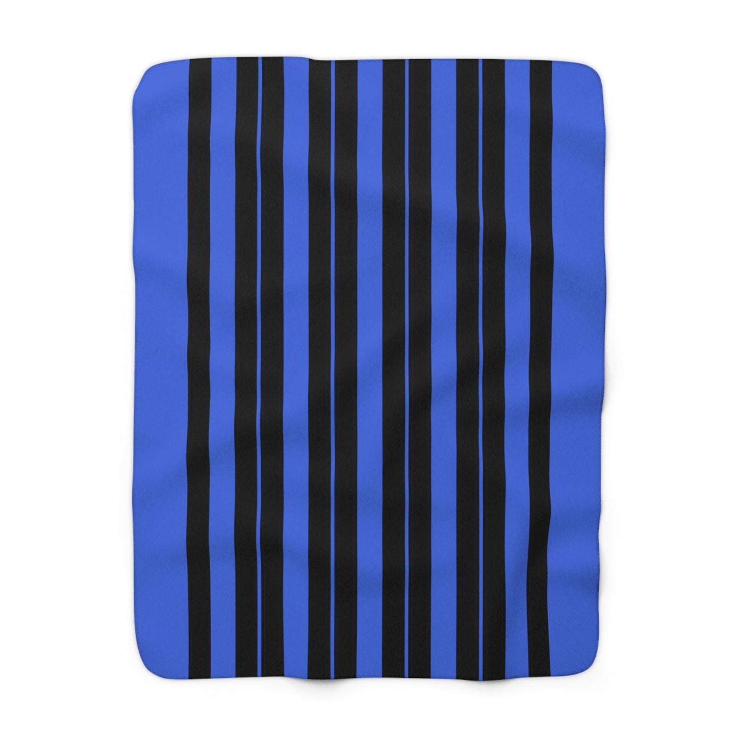 Royal Blue, Black Retro Stripes Blanket Throw