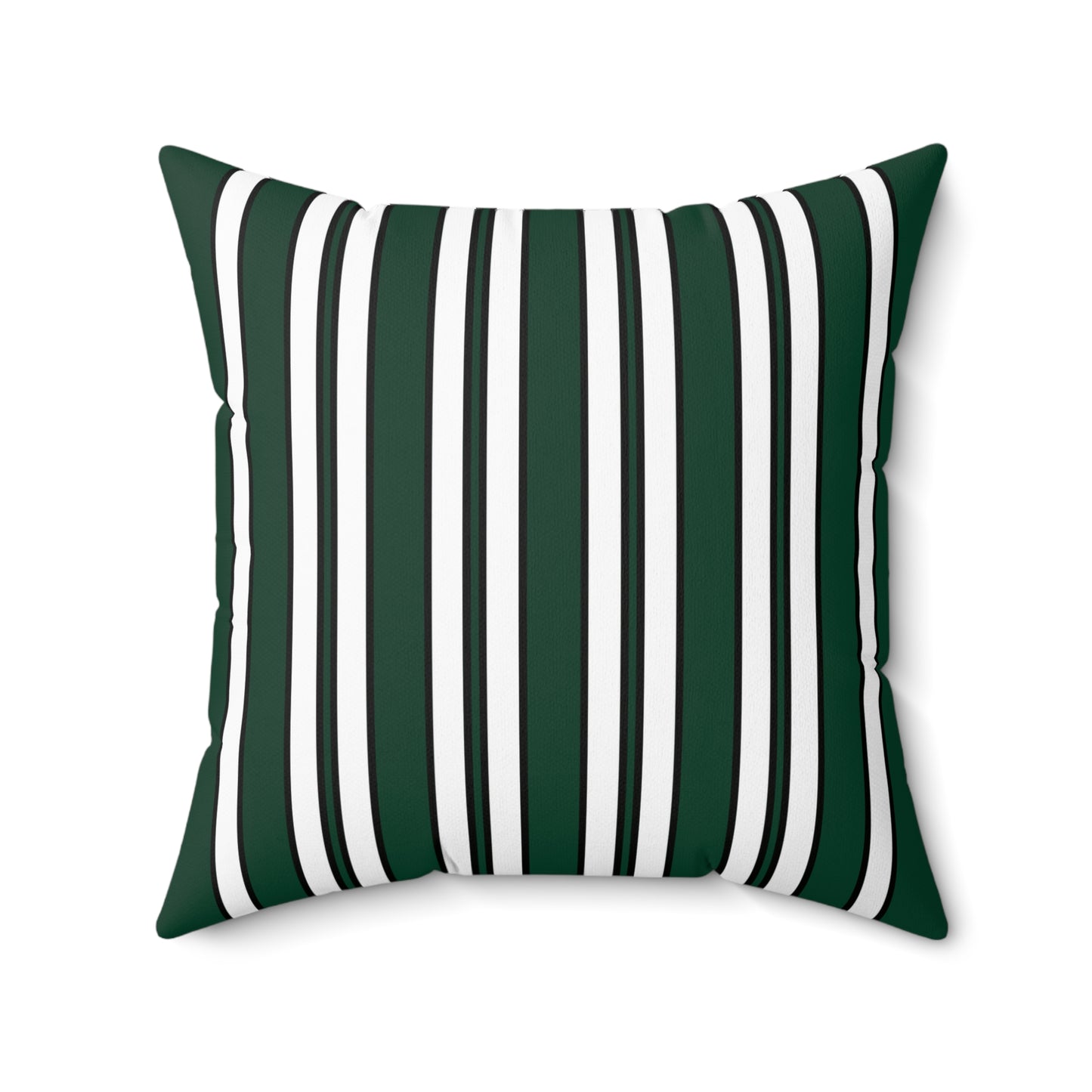 Dark Green, White Retro Stripes Cushion Pillow