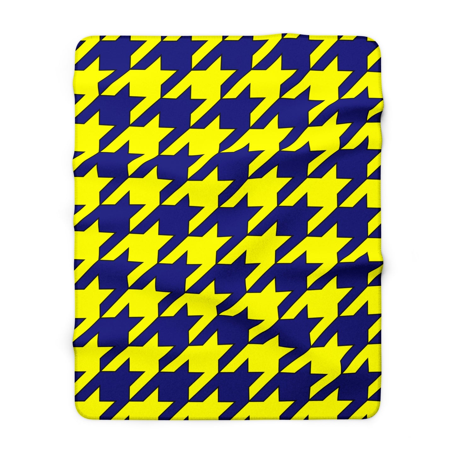 Navy Blue, Yellow Retro Houndstooth Blanket Throw