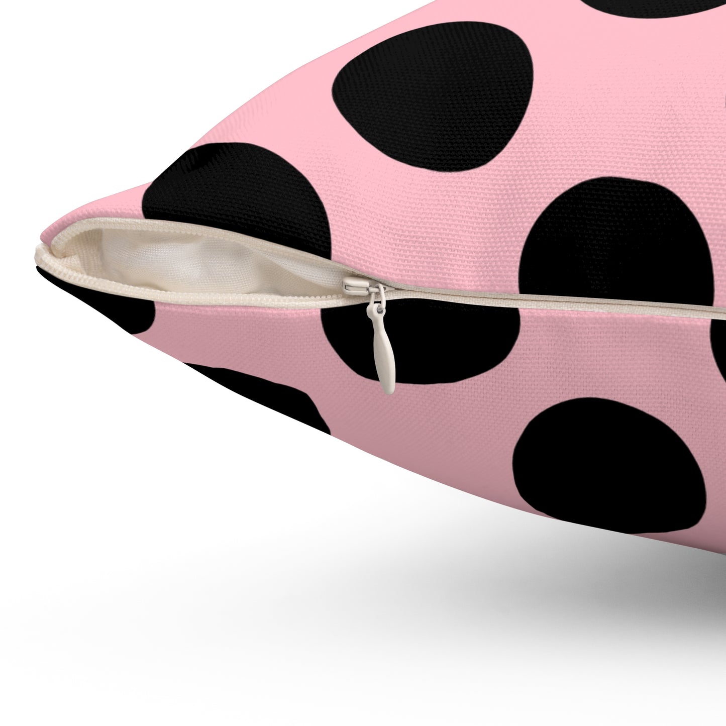 Pink, Black Retro Polka Dots Cushion Pillow