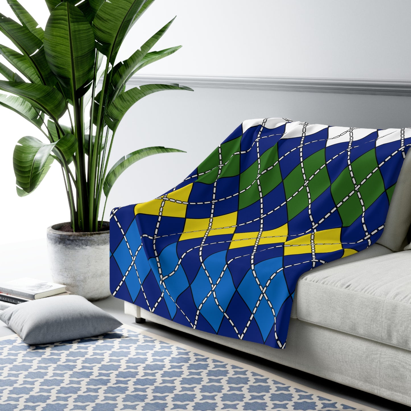Pitcairn Retro Argyle Blanket Throw