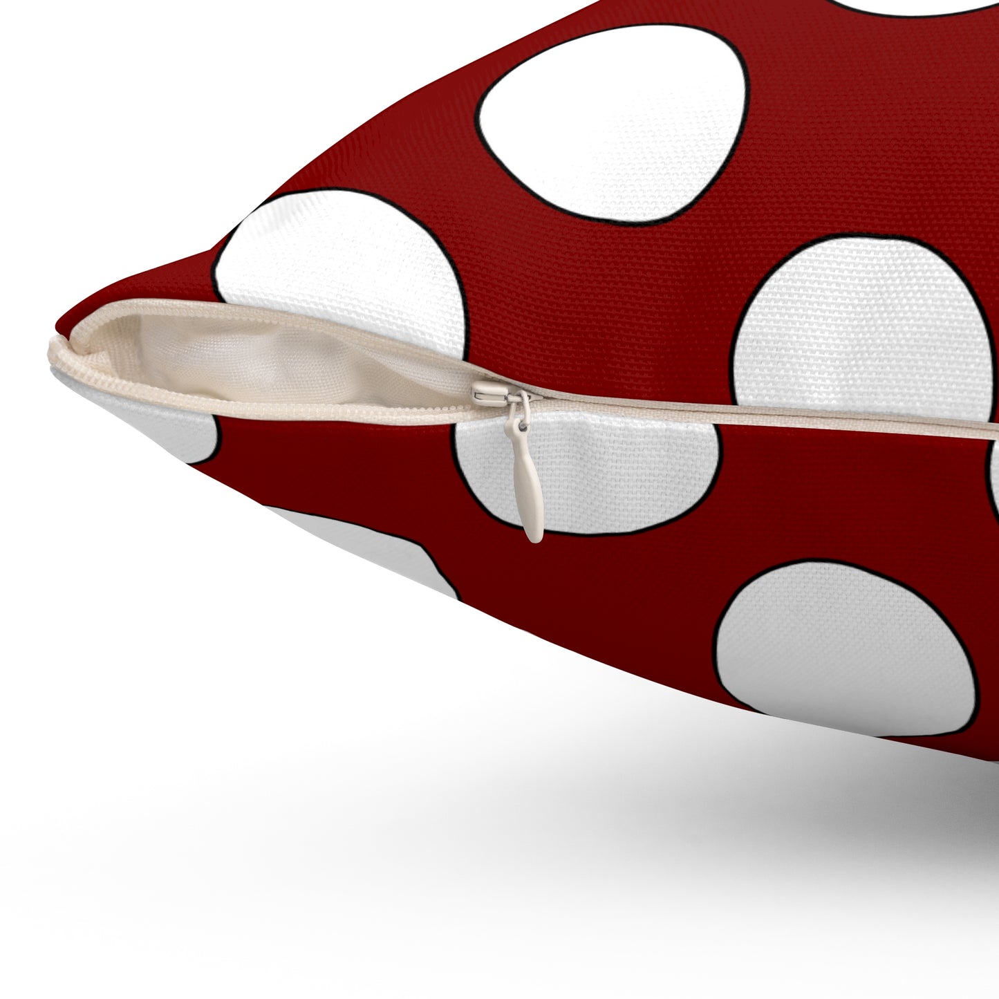 Maroon, White Retro Polka Dots Cushion Pillow