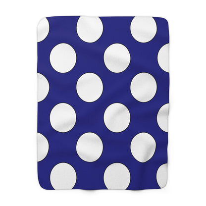Navy Blue, White Retro Polka Dots Blanket Throw