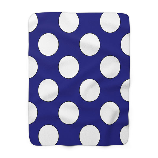 Navy Blue, White Retro Polka Dots Blanket Throw