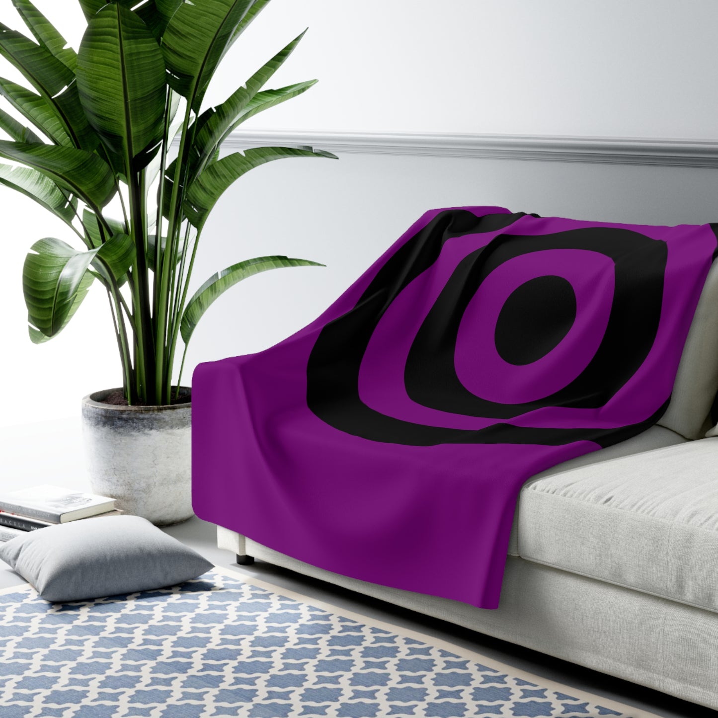 Purple, Black Retro Target Blanket Throw