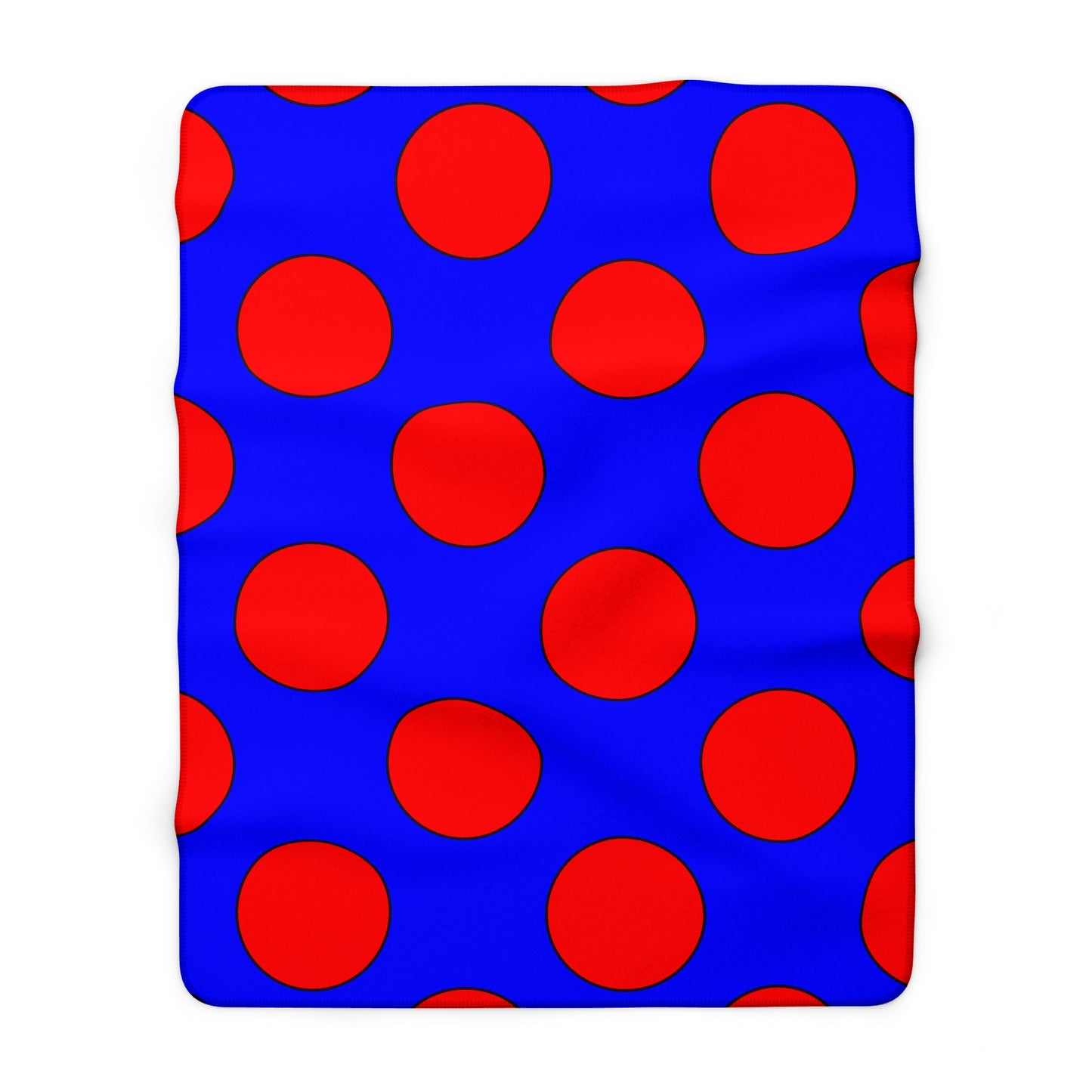 Blue, Red Retro Polka Dots Blanket Throw