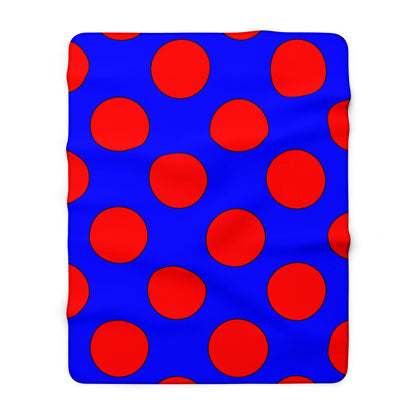 Blue, Red Retro Polka Dots Blanket Throw