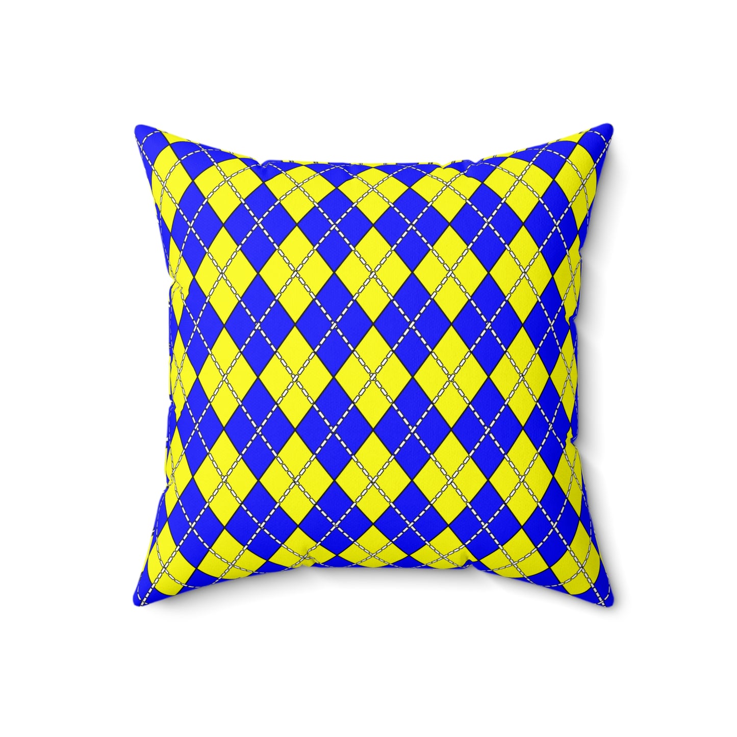 Blue, Yellow Retro Argyle Cushion Pillow