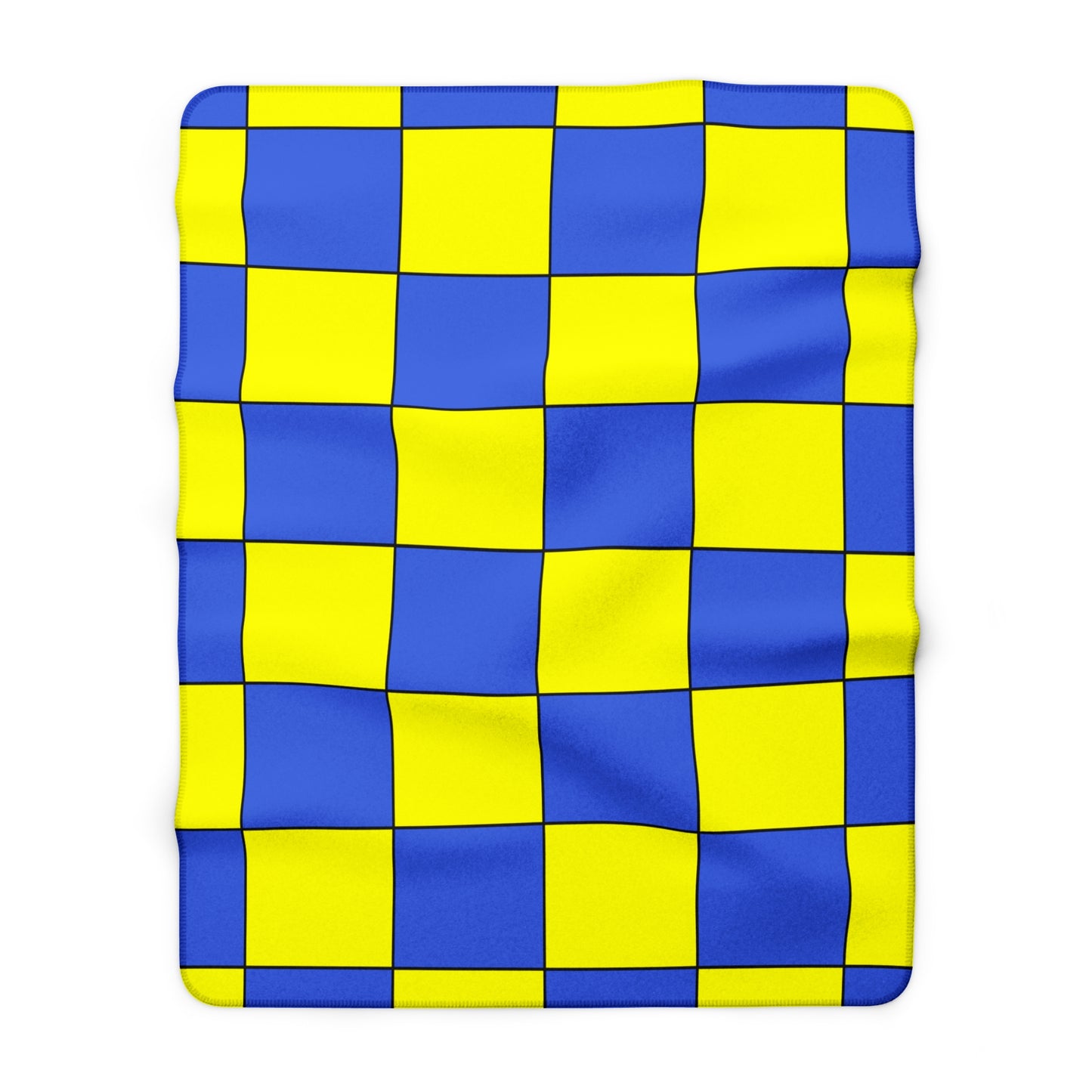 Royal Blue, Yellow Retro Check Blanket Throw