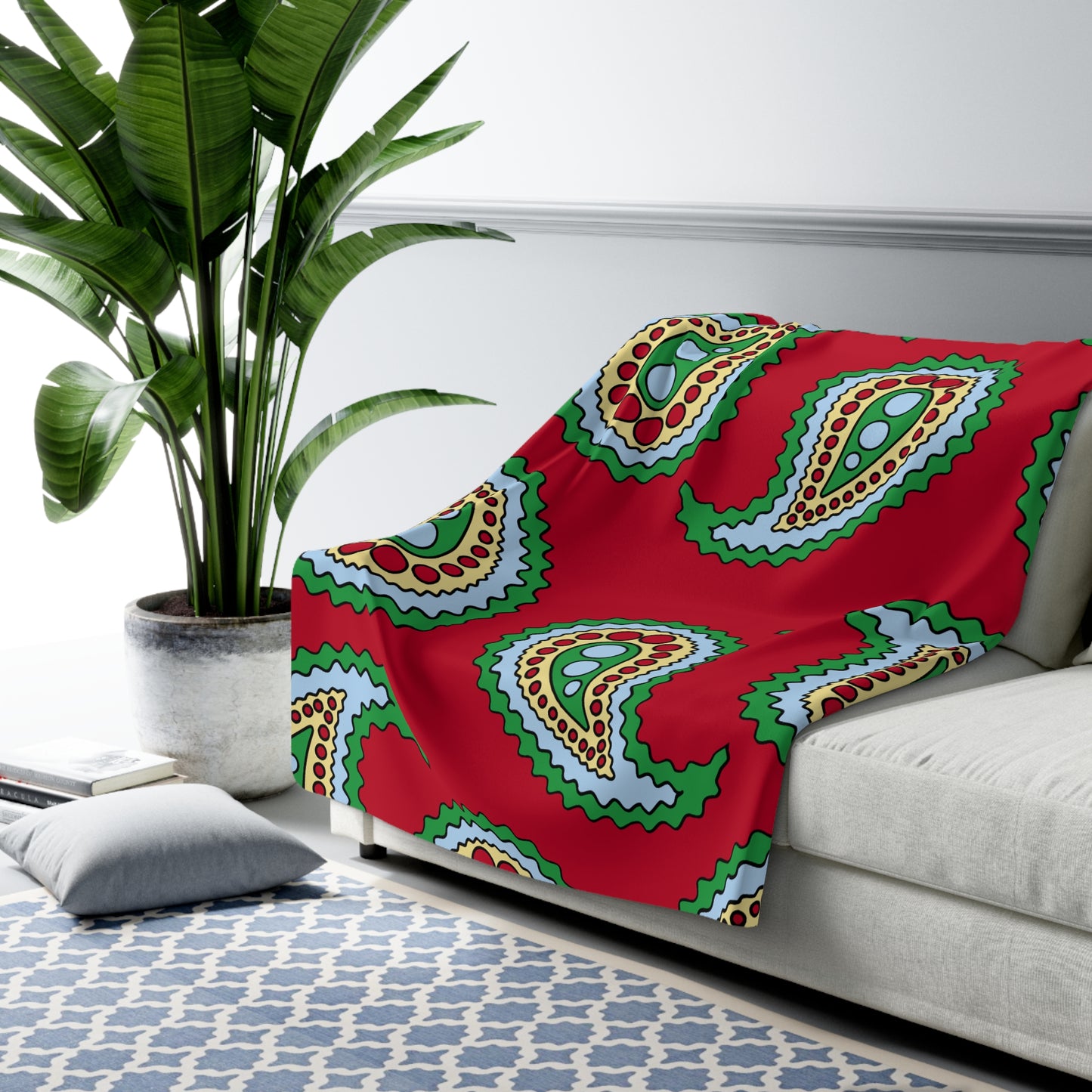 Eritrea Retro Paisley Blanket Throw