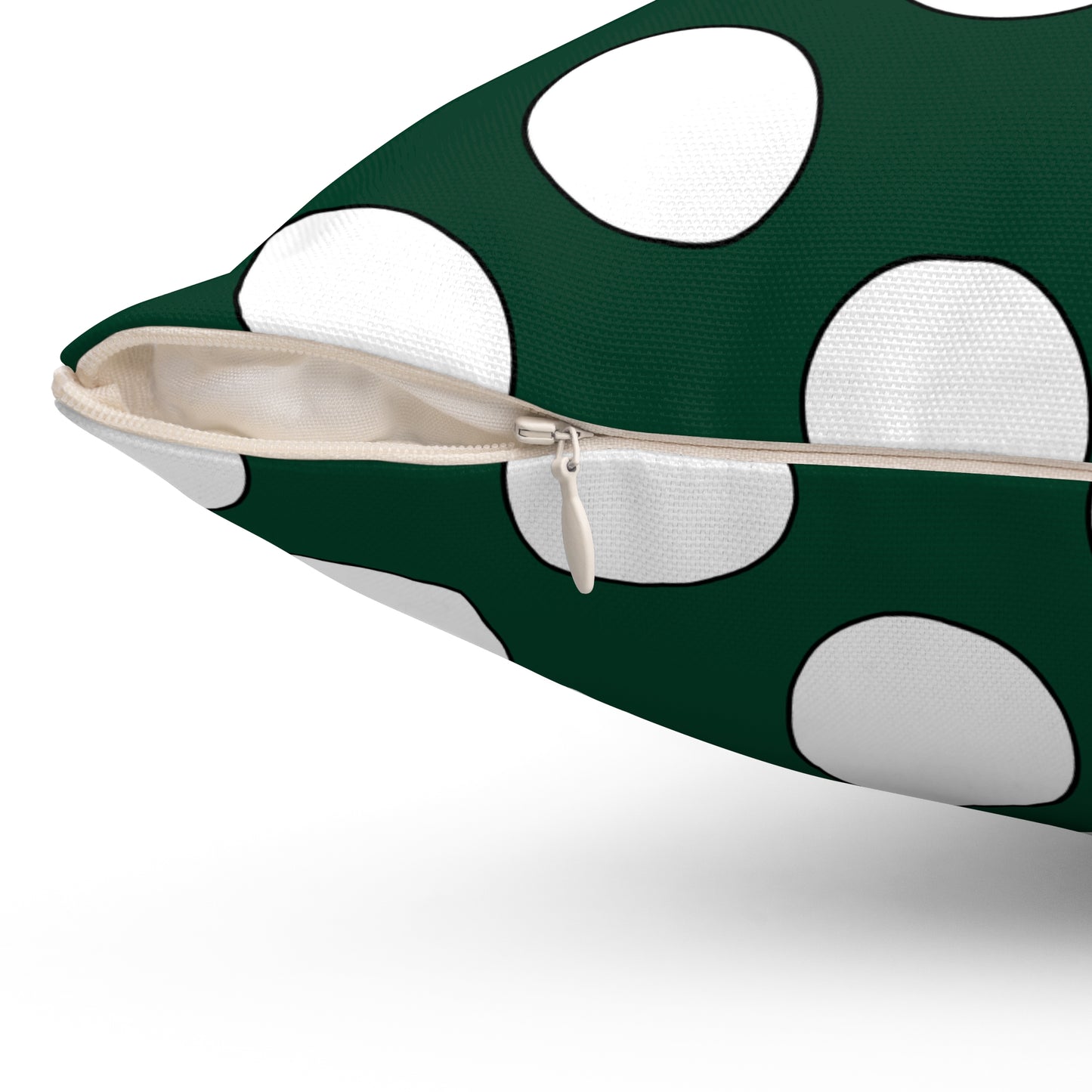 Dark Green, White Retro Polka Dots Cushion Pillow