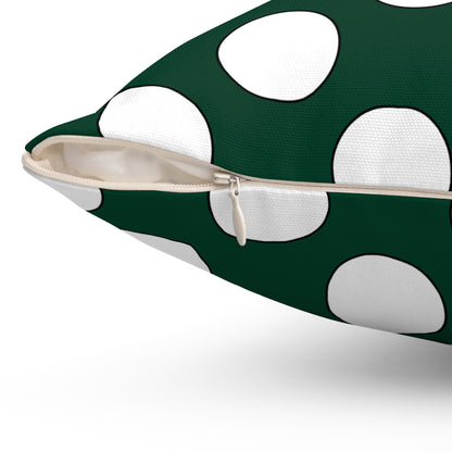 Dark Green, White Retro Polka Dots Cushion Pillow